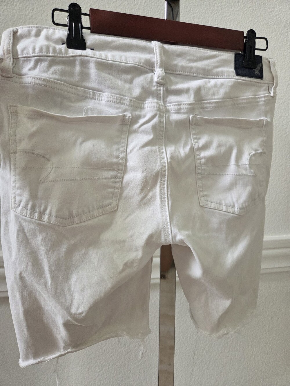 American Eagle White Frayed Hem Denim Bermuda Shorts - Picture 5 of 10